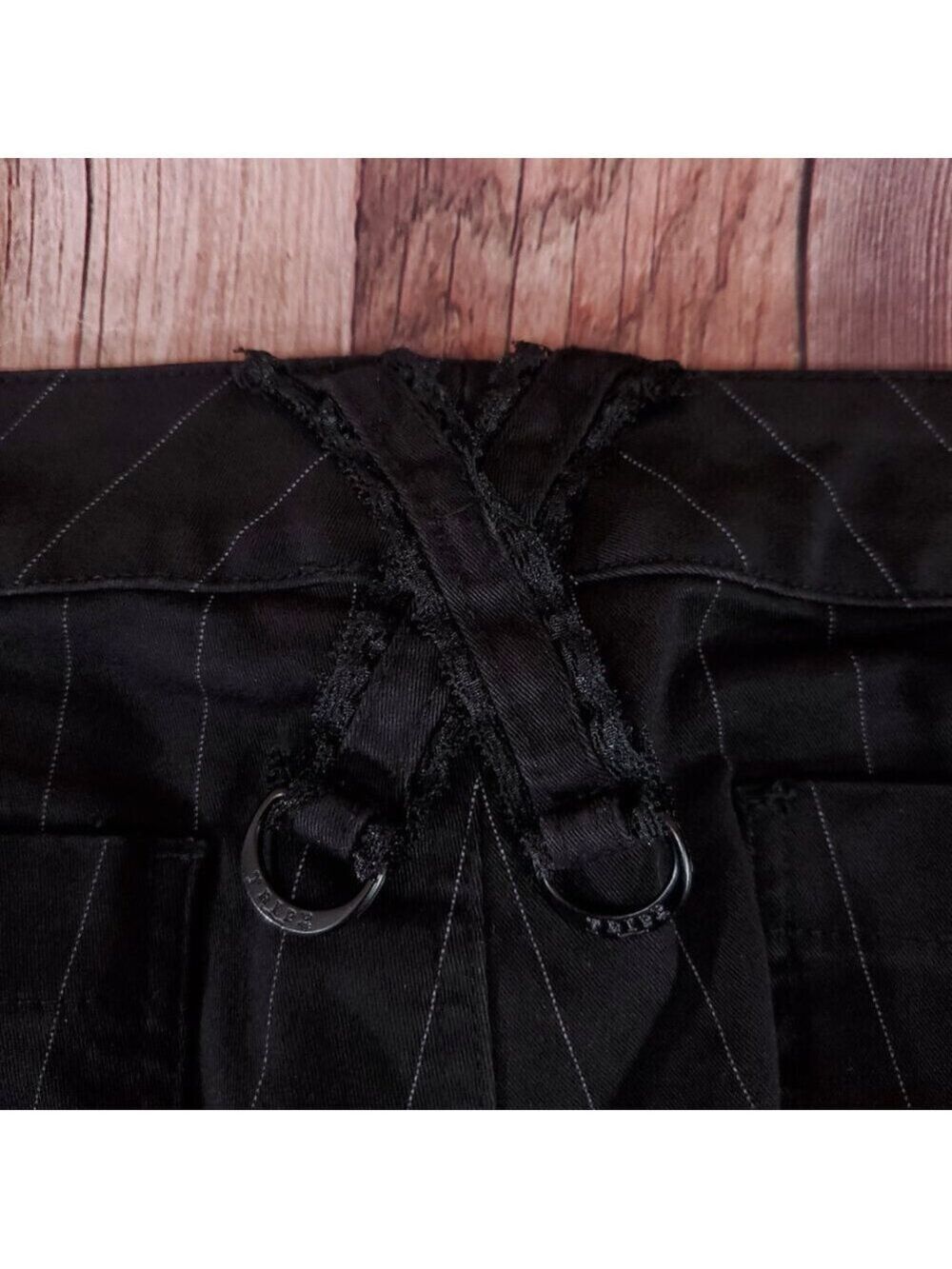 Vtg Tripp NYC Sz 13 Striper Black Tone Boot Cut Pants Pinstripe Goth Punk Y2K - Picture 13 of 15
